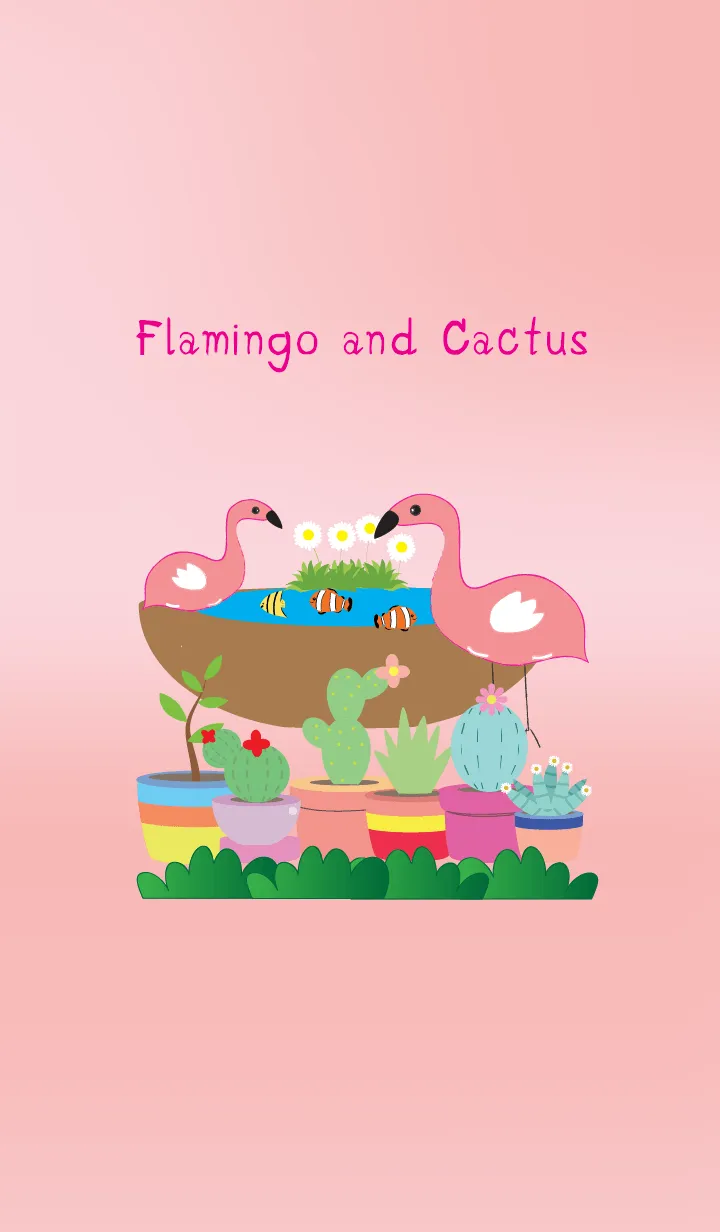 [LINE着せ替え] flamingo and cactus theme JPの画像1