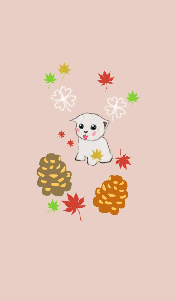 [LINE着せ替え] 秋の気配 ねこちゃんとまつぼっくりの画像1