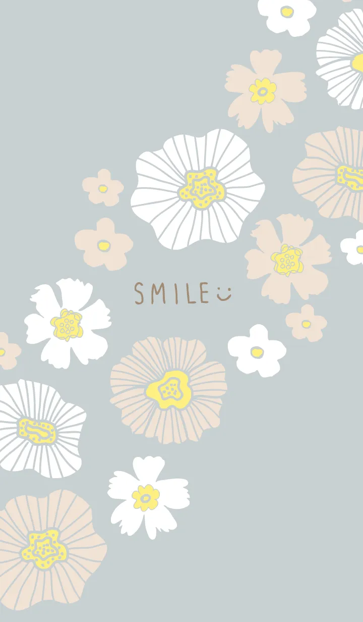 [LINE着せ替え] 白とベージュのお花 斜め21の画像1