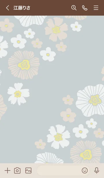 [LINE着せ替え] 白とベージュのお花 斜め21の画像3