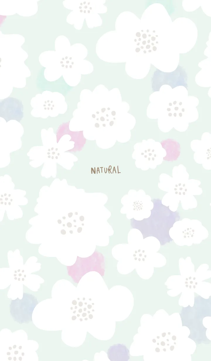 [LINE着せ替え] 白いお花と水玉 グリーン9の画像1