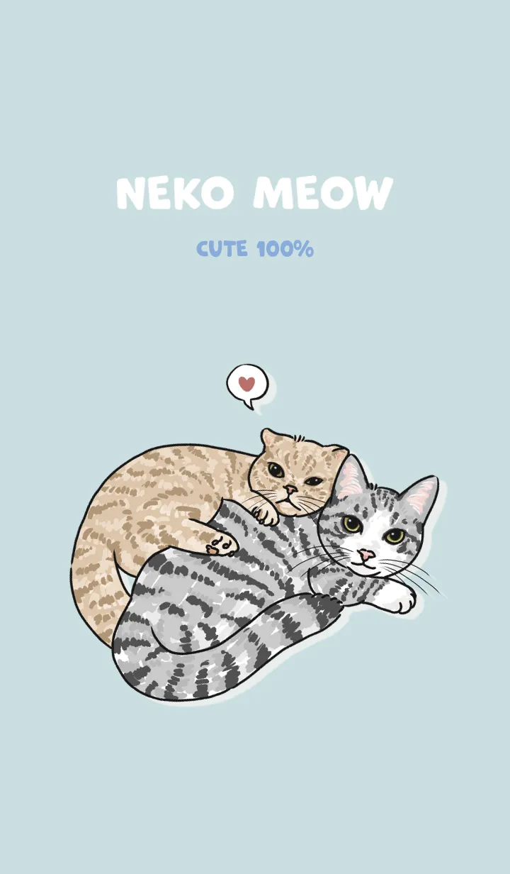 [LINE着せ替え] nekomeow4 / light blueの画像1