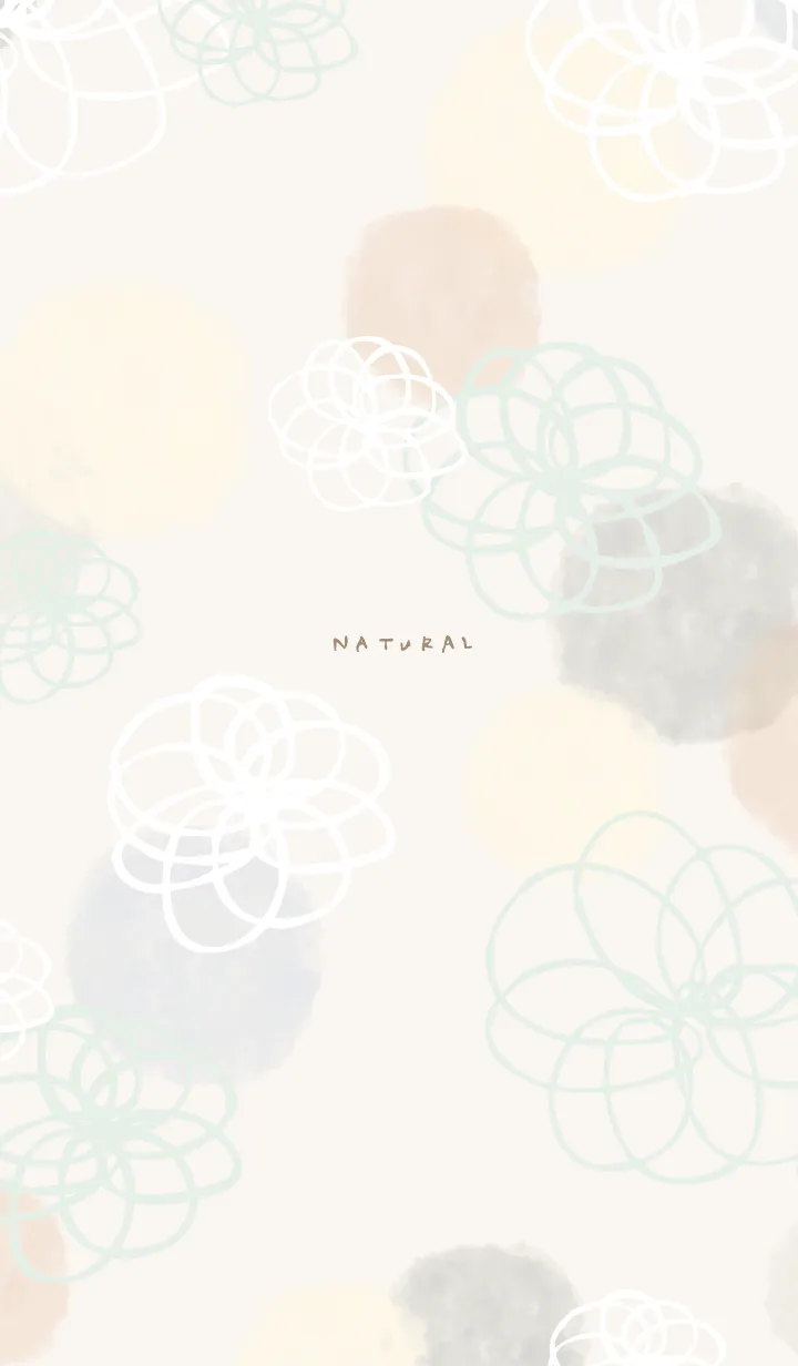 [LINE着せ替え] 花と水彩丸 グレー24の画像1