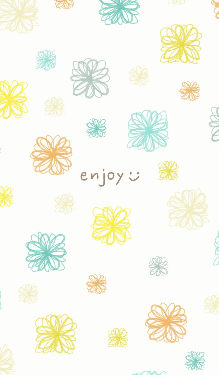 [LINE着せ替え] 手書きの花 グリーンとイエロー29の画像1