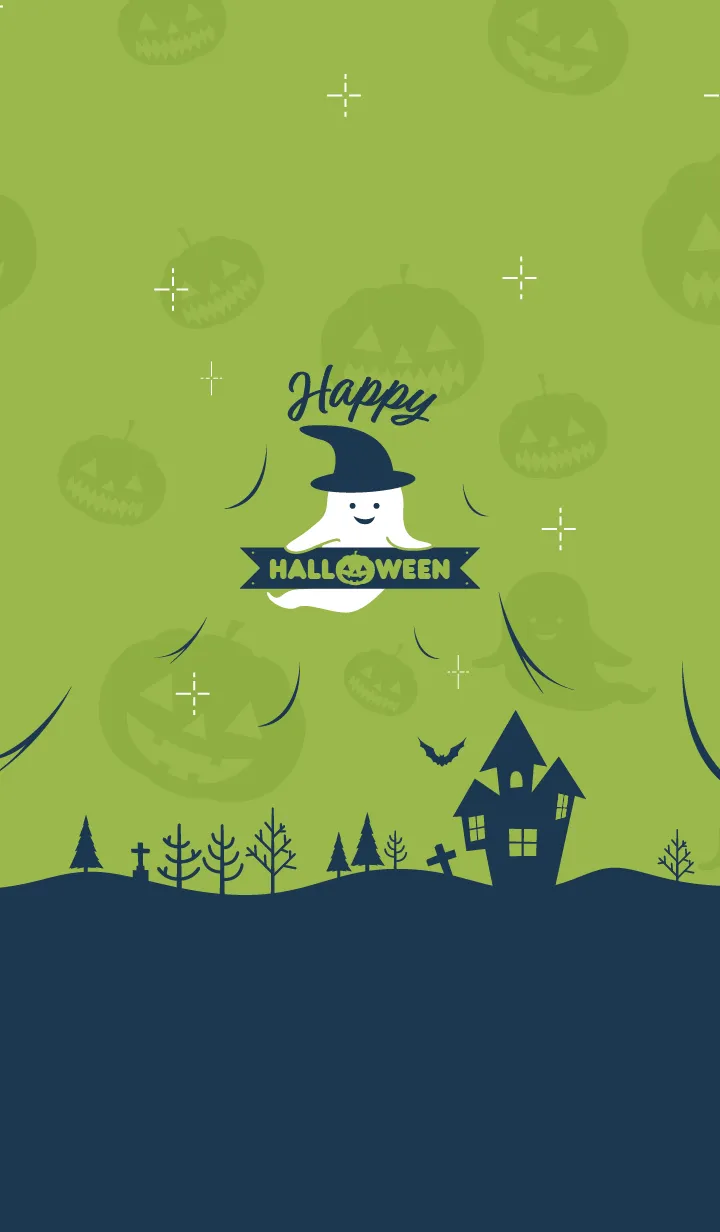 [LINE着せ替え] Happy Halloween 2021 / Green x Navy blueの画像1