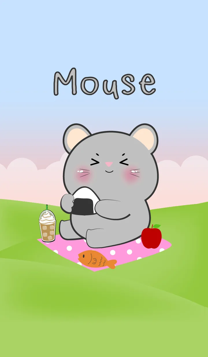 [LINE着せ替え] Picnic Cute  Grey  Mouse  Theme (JP)の画像1