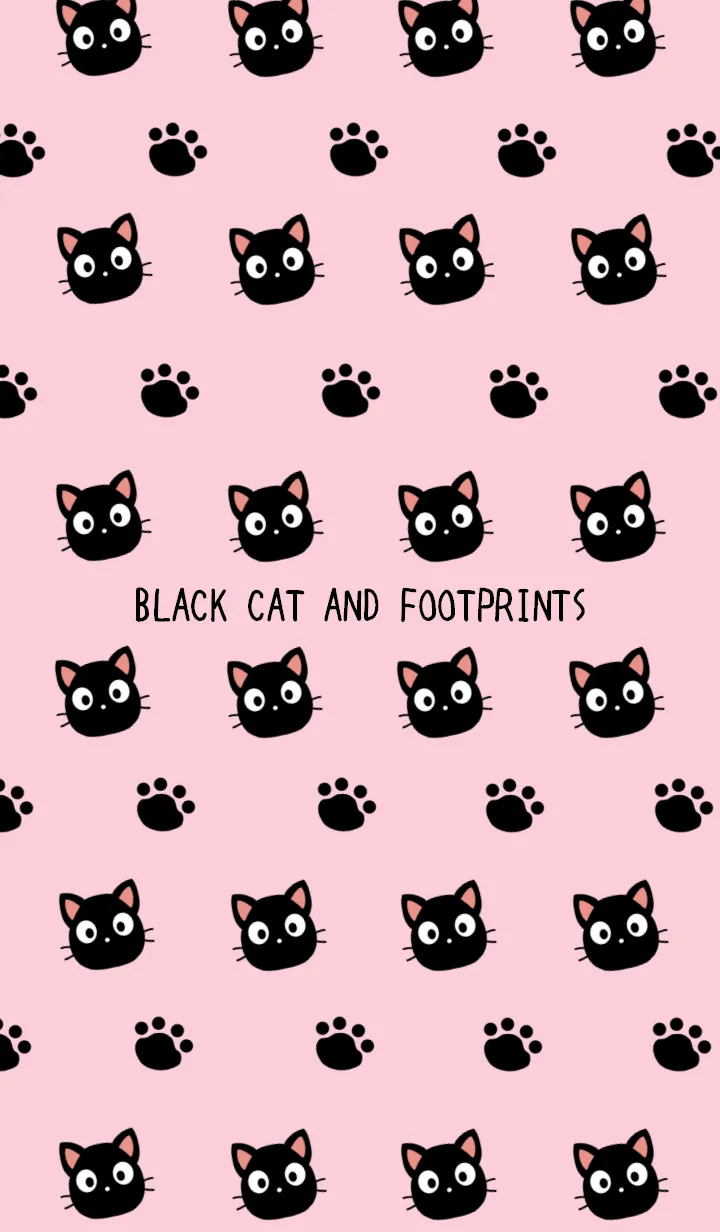 [LINE着せ替え] 黒猫と足跡の着せかえ ピンクの画像1