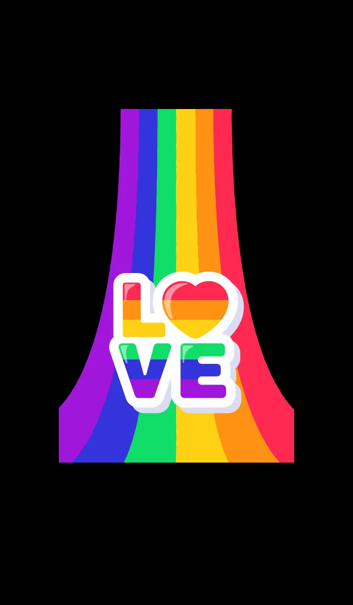 [LINE着せ替え] 虹が大好き 黒の画像1