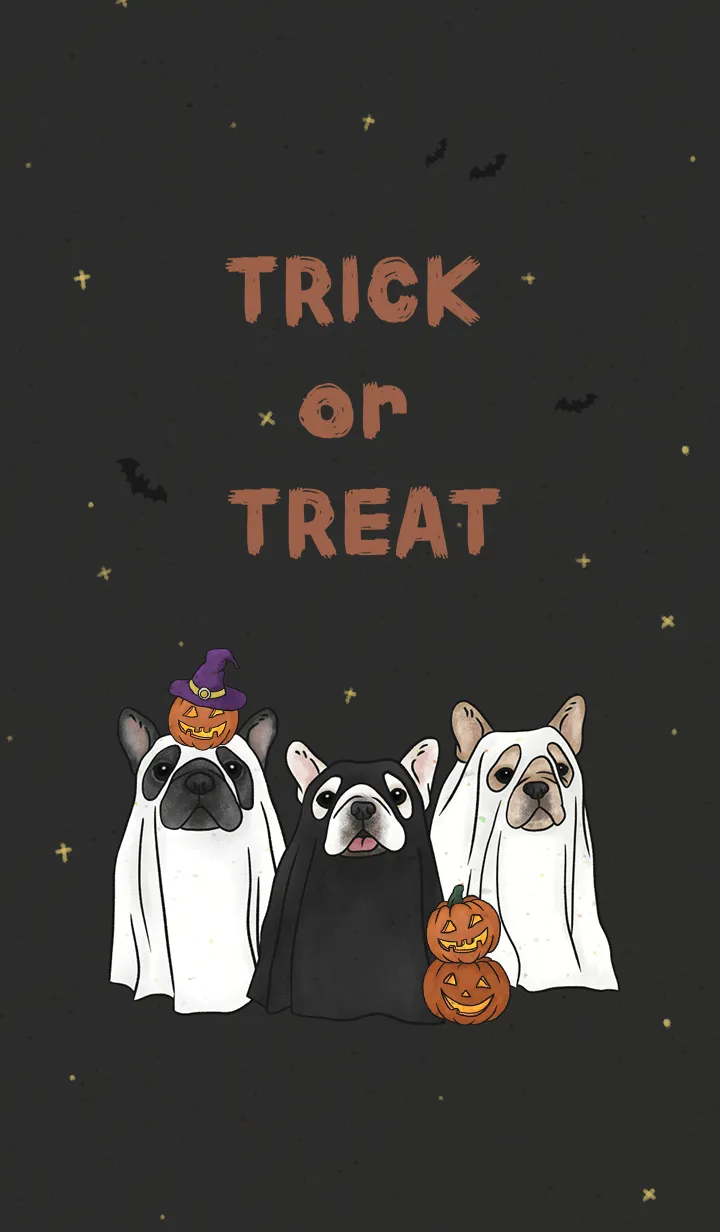 [LINE着せ替え] French Bulldogs' Halloween / blackの画像1