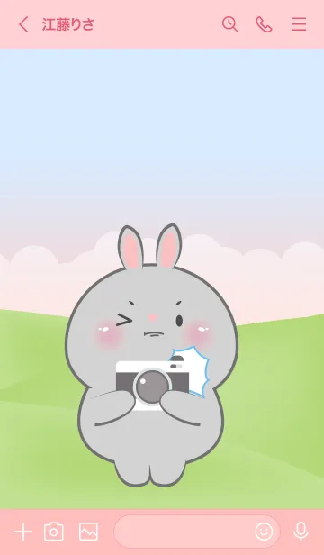 [LINE着せ替え] Picnic Cute  Grey  Rabbit  Theme (JP)の画像3