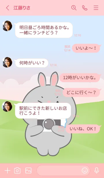 [LINE着せ替え] Picnic Cute  Grey  Rabbit  Theme (JP)の画像4