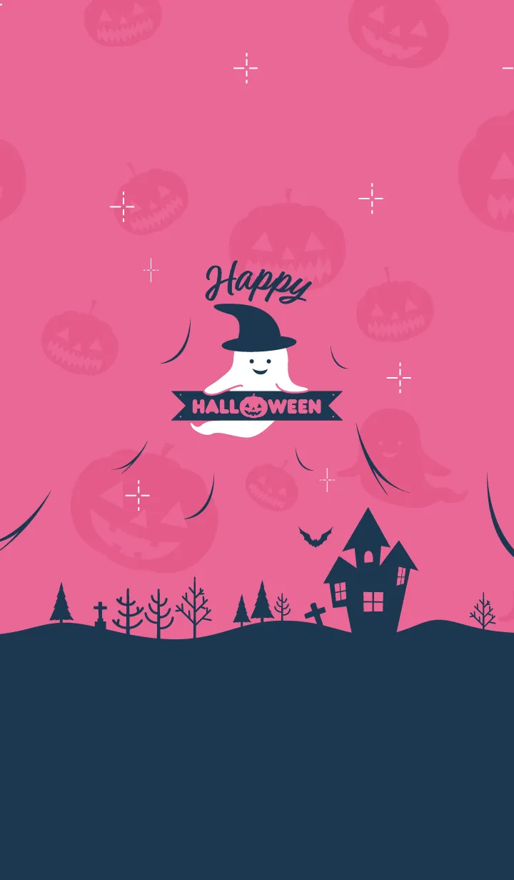 [LINE着せ替え] Happy Halloween 2021 / Pink x Navy blueの画像1