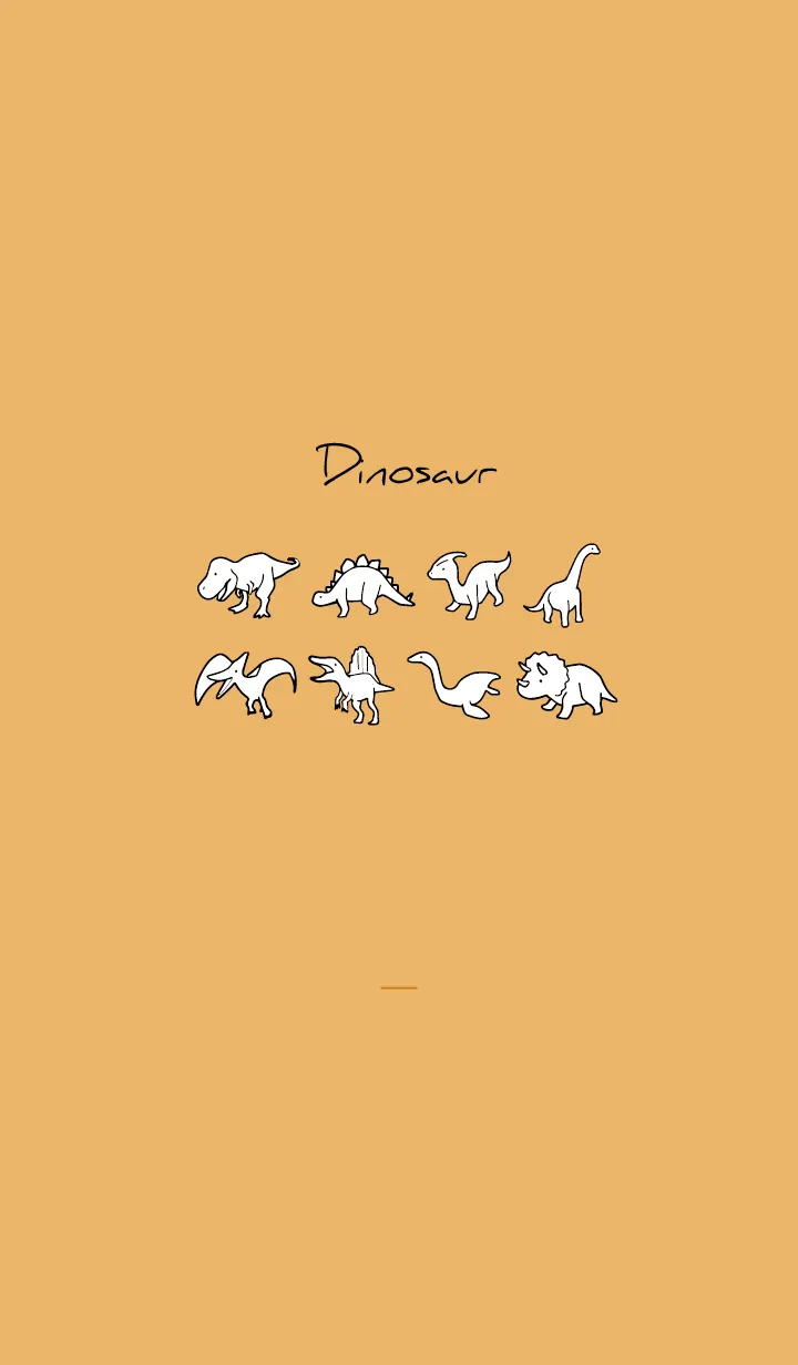 [LINE着せ替え] オレンジ : モノクロの恐竜着せ替えの画像1