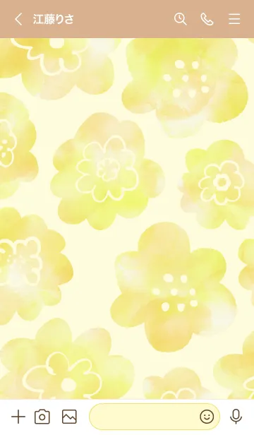 [LINE着せ替え] 黄色水彩お花柄 スマイル5の画像3