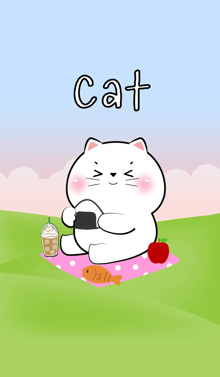 [LINE着せ替え] Picnic Cute White Cat Theme (JP)の画像1