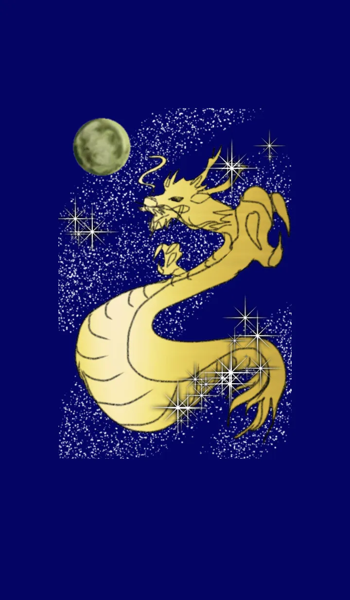 [LINE着せ替え] 幸運の黄金の龍 満月 ハンターズムーンの画像1