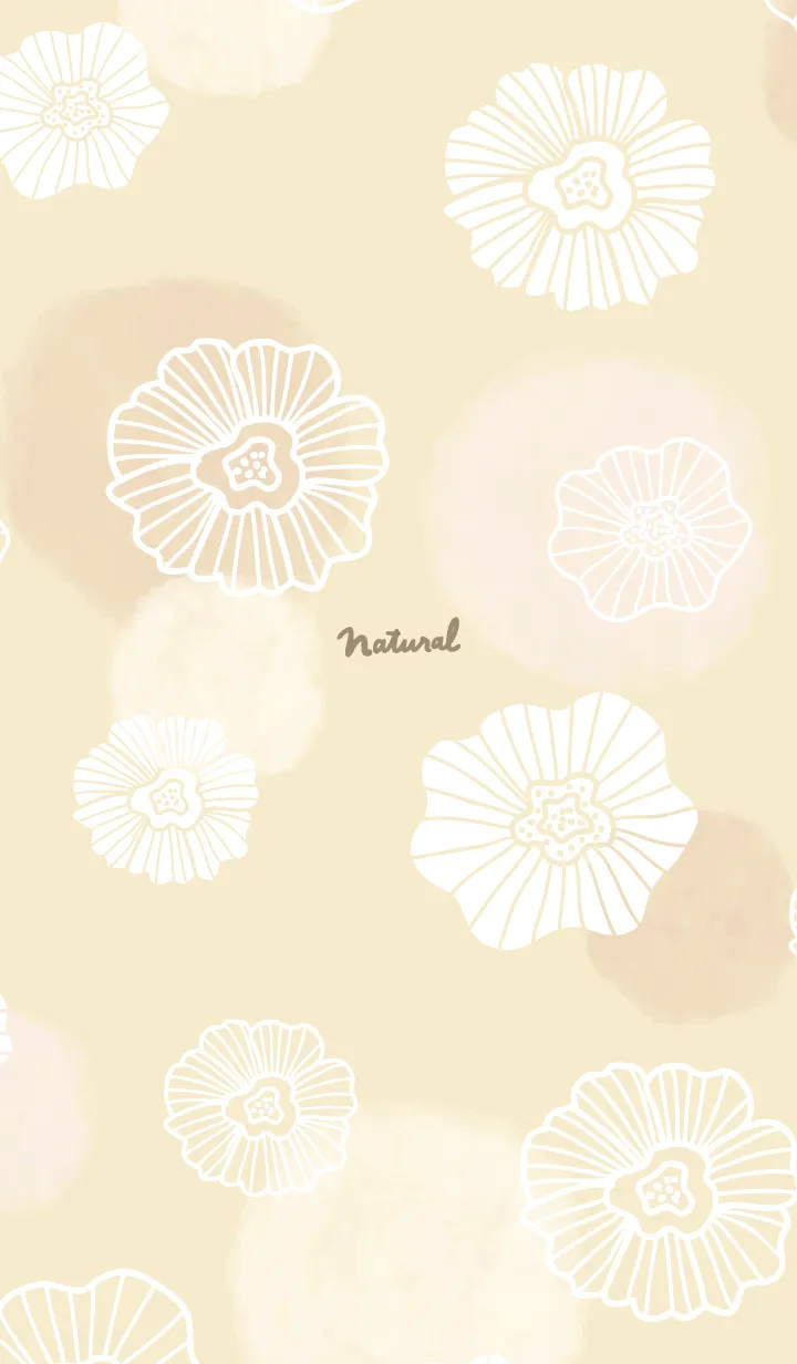 [LINE着せ替え] 花と水彩丸 ベージュ22の画像1