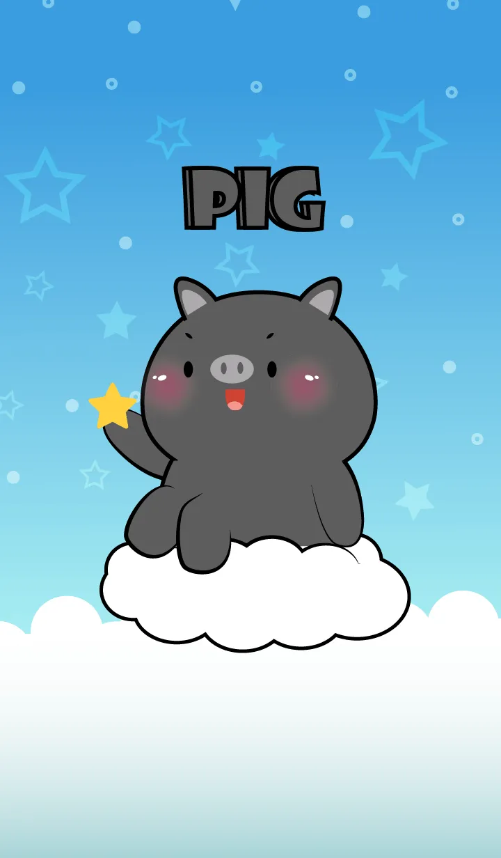 [LINE着せ替え] Cute Black Pig  In Blue Sky Theme (JP)の画像1