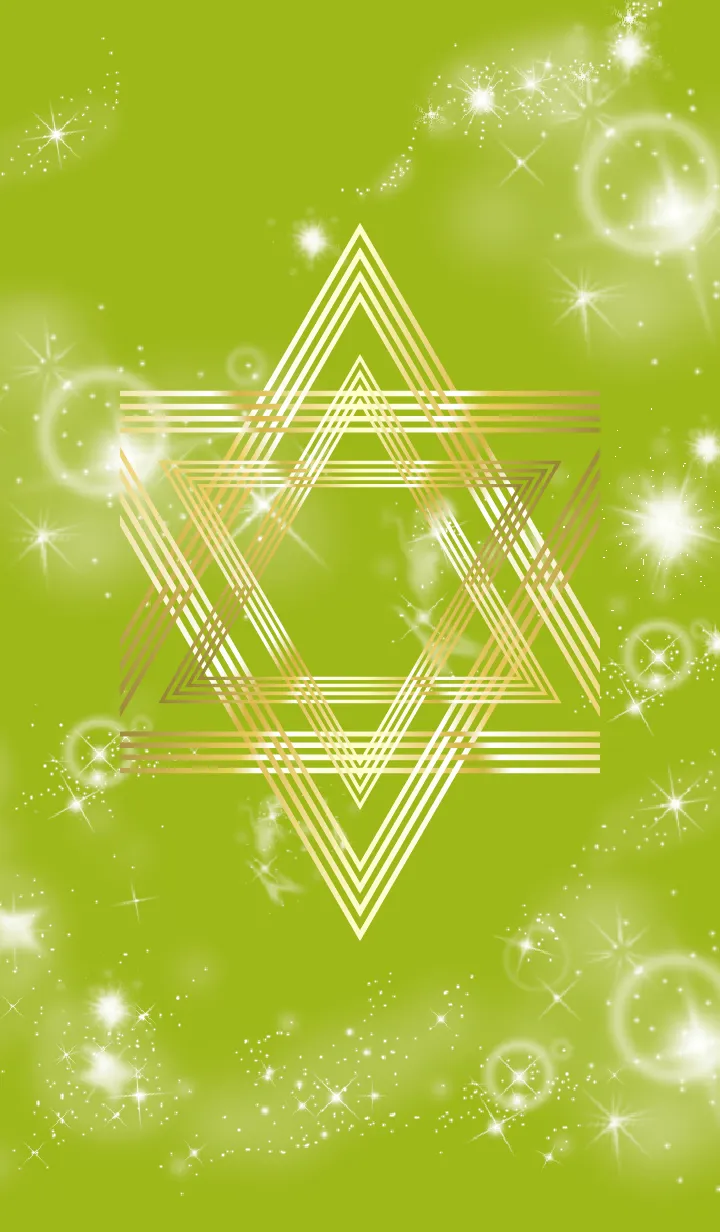 [LINE着せ替え] 黄緑 : 幸運の六芒星の画像1