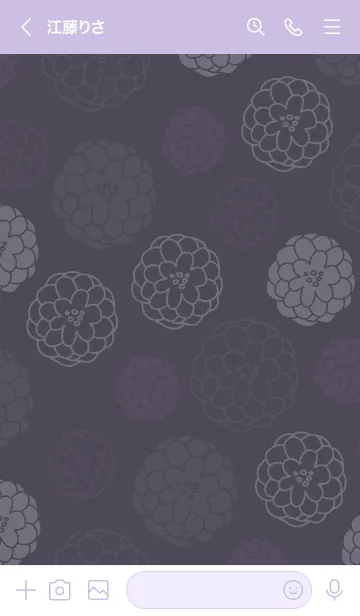 [LINE着せ替え] 手書きのお花 グレーとパープル4の画像3