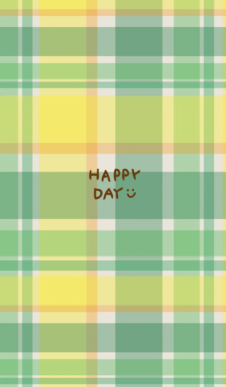 [LINE着せ替え] チェック柄 緑 スマイル付き5の画像1