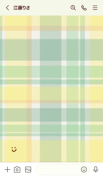 [LINE着せ替え] チェック柄 緑 スマイル付き5の画像3