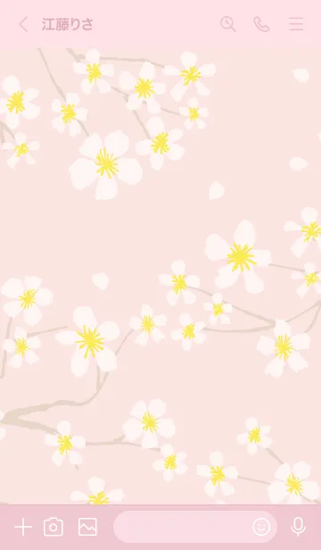 [LINE着せ替え] 白い花咲く ピンク4の画像3