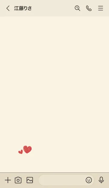 [LINE着せ替え] ハートのらくがき(ベージュ×レッド)の画像3