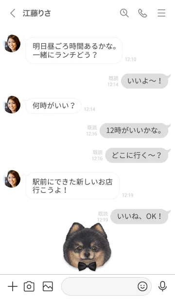 [LINE着せ替え] リボン犬 - ポメラニアン - 05 - 黒の画像4