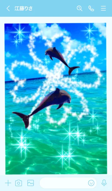 [LINE着せ替え] 幸運の四つ葉のクローバー 海 イルカの画像3