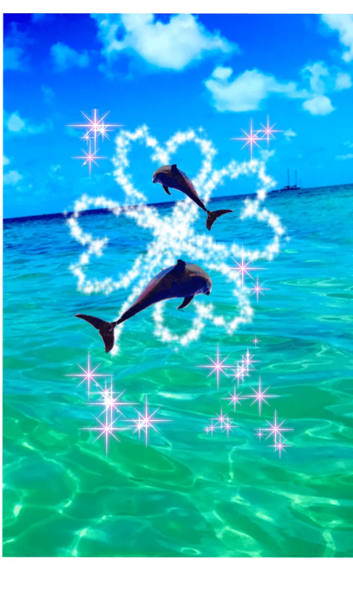 [LINE着せ替え] 幸運のクローバー 海 イルカ 全運気上昇の画像1