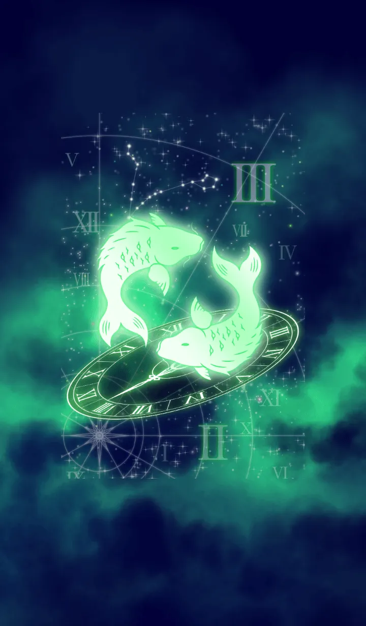 [LINE着せ替え] 12星座 魚座 -緑の時間の世界-の画像1