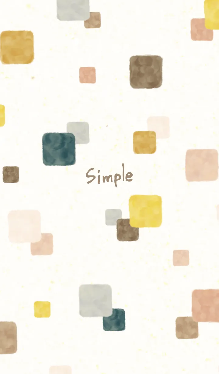 [LINE着せ替え] 水彩 四角 ブラウン ネイビー25の画像1