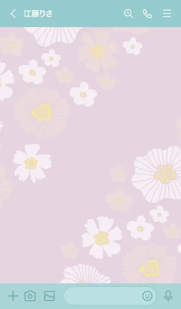 [LINE着せ替え] 白とベージュのお花 斜め3の画像3