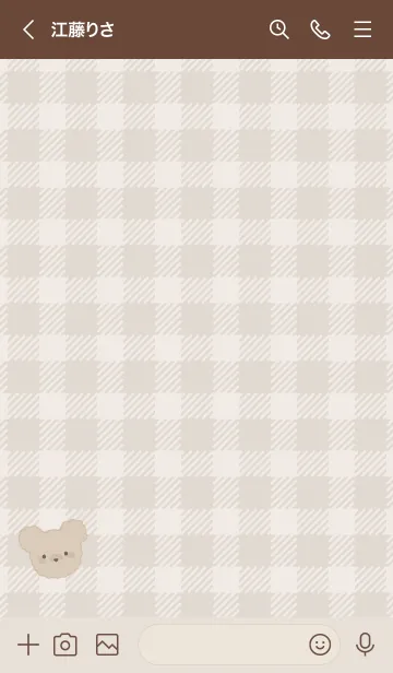 [LINE着せ替え] もこくま × チェック柄 #ブラウンベージュの画像3
