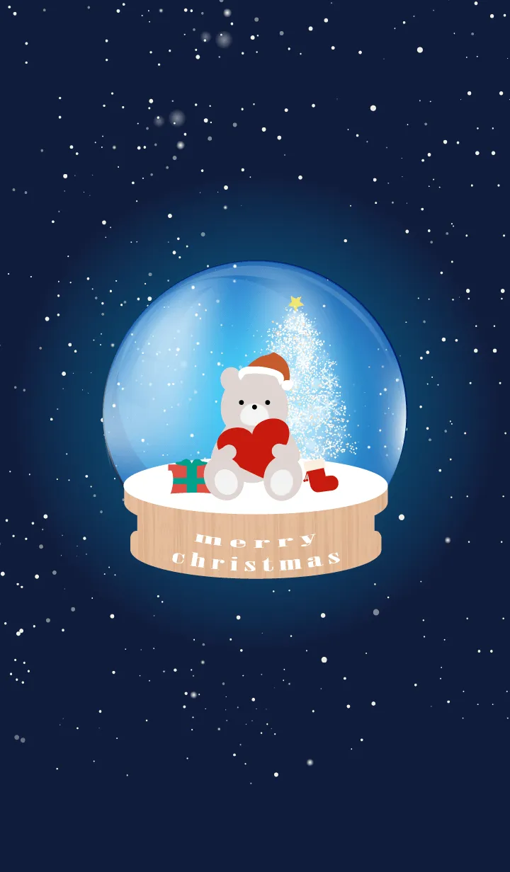 [LINE着せ替え] Merry Christmas & Bear Snow globe 2の画像1