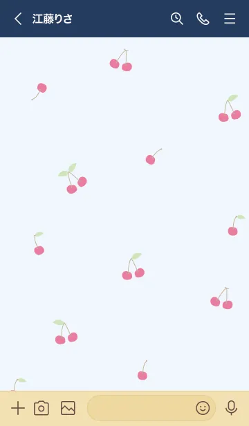 [LINE着せ替え] さくらんぼ スマイル ブルー3の画像3