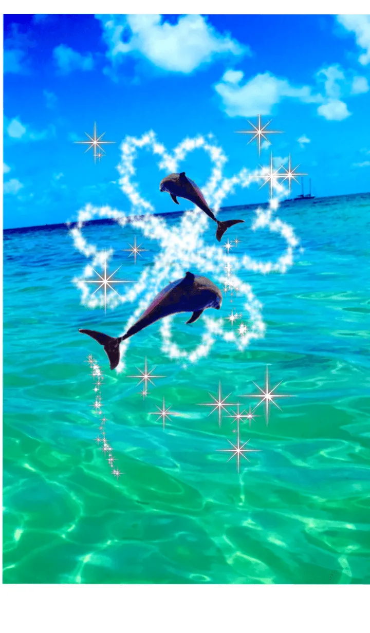 [LINE着せ替え] dolphin 幸運の四つ葉のクローバー 海の画像1