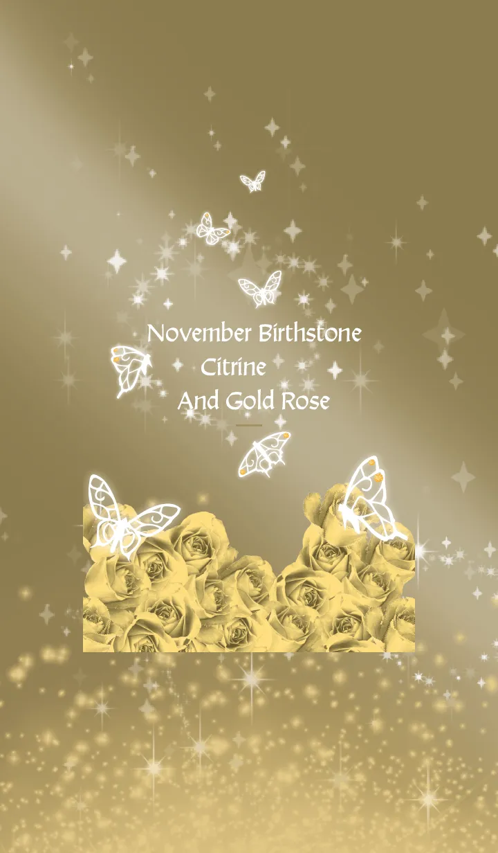 [LINE着せ替え] ゴールド : 11月のシトリンと蝶の画像1