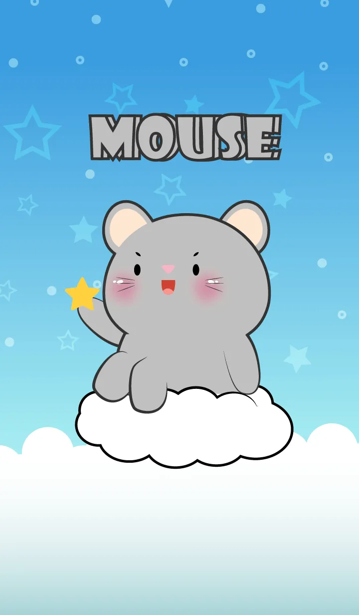 [LINE着せ替え] Cute Grey Mouse  In Blue Sky Theme (JP)の画像1