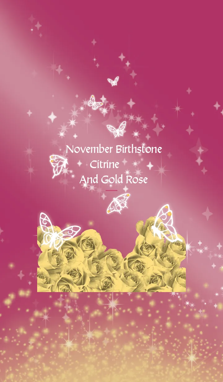 [LINE着せ替え] ピンク : 11月のシトリンと蝶の画像1