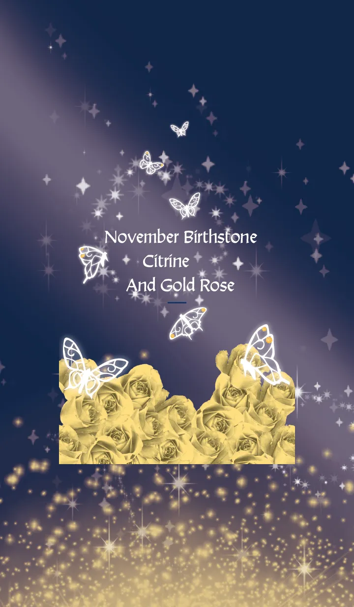 [LINE着せ替え] ネイビー : 11月のシトリンと蝶の画像1