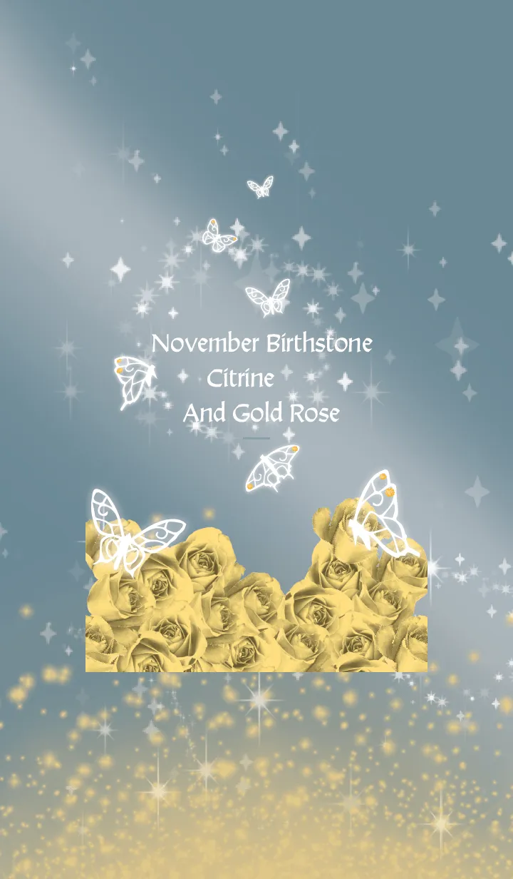 [LINE着せ替え] ベージュと青 : 11月のシトリンと蝶の画像1