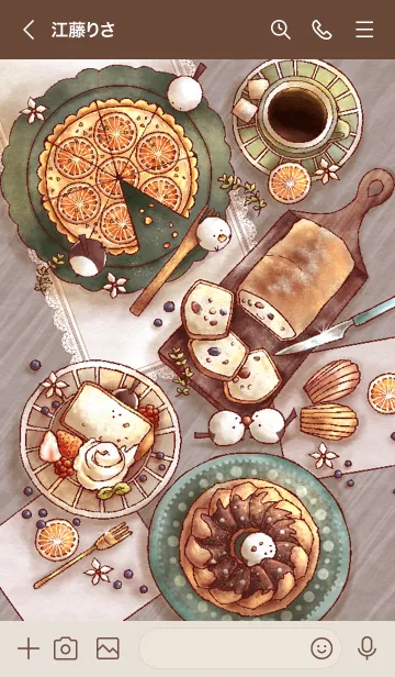 [LINE着せ替え] シマエナガと焼き菓子の画像3