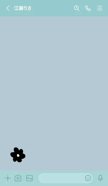 [LINE着せ替え] モノクロお花一輪 ブルー3の画像3