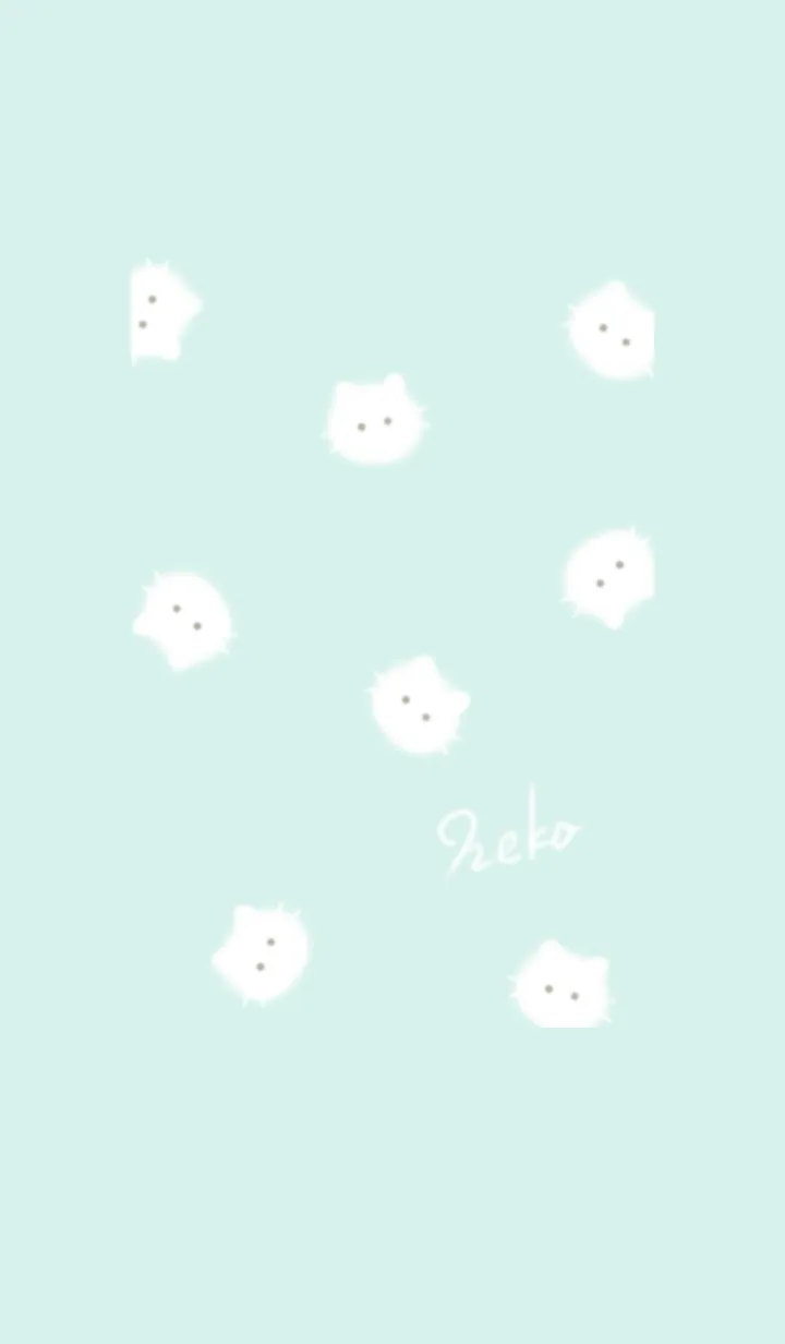 [LINE着せ替え] ～ふわふわな猫♥ミントグリーン22_1～の画像1