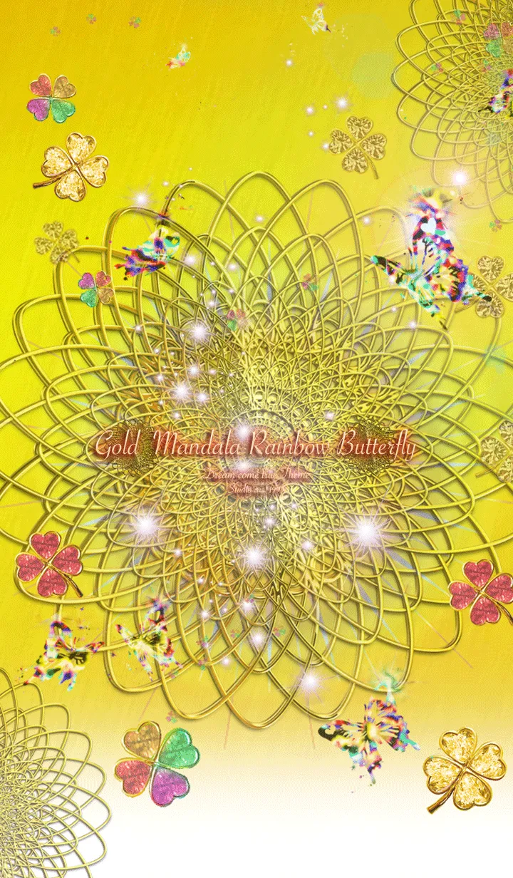 [LINE着せ替え] 運気上昇 幸運の金曼荼羅と虹色蝶の画像1