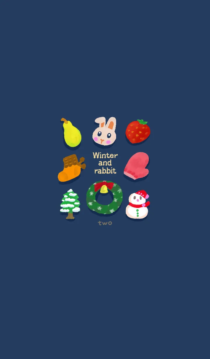 [LINE着せ替え] 冬の実りとウサギさん・ブルー2の画像1