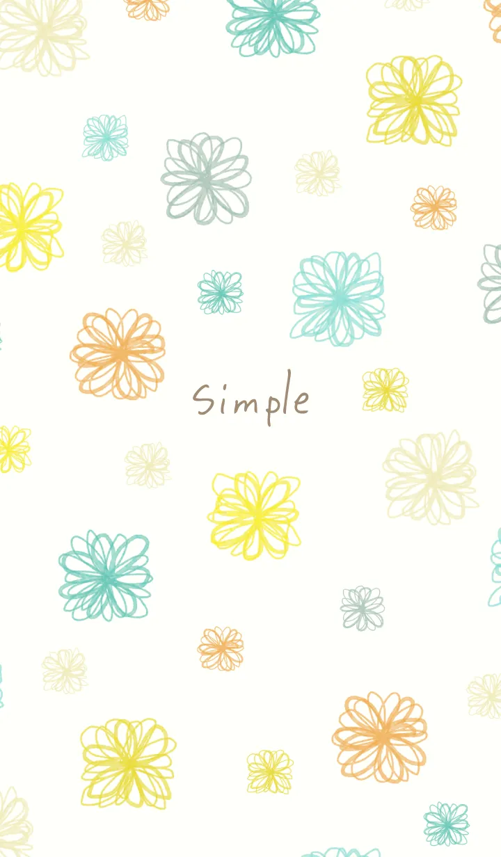 [LINE着せ替え] 手書きの花 グリーンとイエロー13の画像1