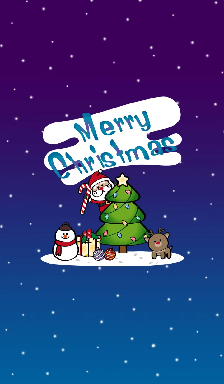 [LINE着せ替え] かわいいクリスマスパーティー（青紫）の画像1